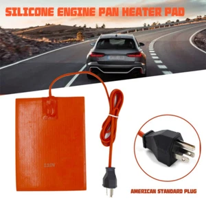 110V Car Engine Oil Pan Sump Tank Heater Plate Silicone Heating Pot Pad US Plug - Picture 1 of 13