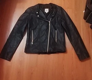 Art Class Black Faux Leather Jacket Lined Biker Style Girl's Size XL - Picture 1 of 6