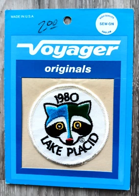 Parche de mapache Roni de tela bordada de los Juegos Olímpicos de Invierno Lake Placid 1980 - Nuevo de Lote Antiguo Foto 1 de 2