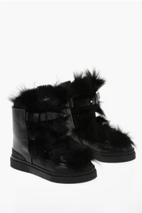 Botas de Cuero BALMAIN Borde de Piel Talla 38.5 8 Negras Hechas en Italia $2500 NUEVAS EN CAJA - Imagen 1 de 11