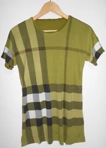 BURBERRY BRIT WOMAN'S two sided T-SHIRT SHIRT Green CHECK SIZE S NEW w/ defect - Picture 1 of 12