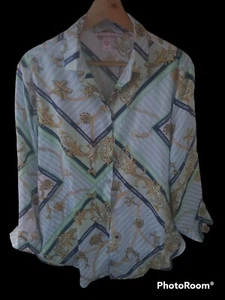 Camicia donna Victoria Secret donna M stampa catena nautica blusa con bottoni - Foto 1 di 9