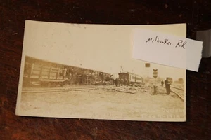 MILWAUKEE RAILROAD Vintage Photo Postcard Calmar, Iowa Cyclone 1918 unposted - Picture 1 of 2