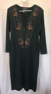 Vintage Carole Little Dress Damen Stretch Pulloverkleid bestickt Boho - Bild 1 von 4