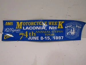 OLD VINTAGE BUMPER STICKER BLUE 74TH GYPSY TOUR MOTORCYCLE WEEK RALLY & RACE NH - Picture 1 of 1