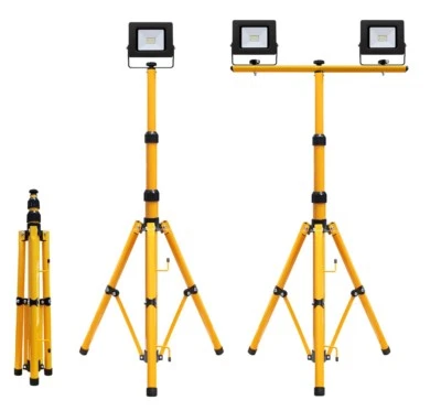 LONG LIFE LAMP COMPANY LED Flood Light Tripod Stand Camp Work Site Emergency Lamp Stand Single / Twin