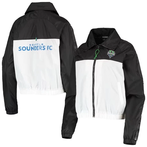 NWT Seattle Sounders FC The Wild Collective Womens Anthem Jacket M Black $125 Cover