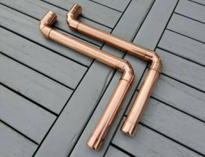 Industrial Designed Chrome & Copper Pipe 'Front Lip' Shelf Brackets - Picture 1 of 11