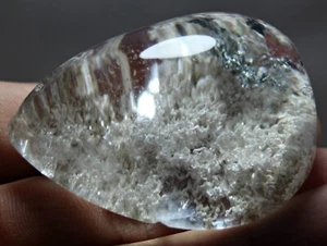 World Rare Ice Inclusion in Natural Transparent Top Quartz Palm Stone 61.0 GM - Picture 1 of 10
