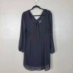 INC Women's Black Shift Dress XS NWT Cocktail Sheer Sleeves V-Neck Knee Length - Picture 1 of 9