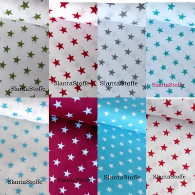 Stoff Sterne, weis/türkis,dunkeltürkis,rot,weinrot, grau,oliv, Breite 145cm - Bild 1 von 4