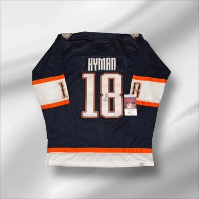 ZACH HYMAN EDMONTON OILERS SIGNED / AUTOGRAPHED CUSTOM JERSEY JSA COA NICE!! - Image 1 of 2