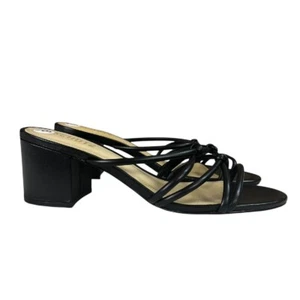 SCHUTZ Princey Black Leather Strappy Block Heel Slip On Sandals Womens Size 10.5 - Bild 1 von 12
