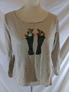 Talbots Shirt Gummistiefel Baumwolle Rundhals Tee Größe Medium haferflocken meliert - Bild 1 von 12