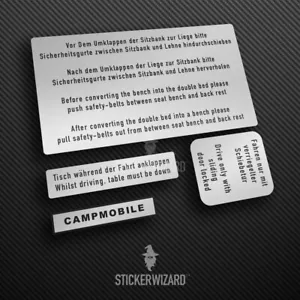 VW Camper Van Westfalia Campmobile interior sticker set - Picture 1 of 3