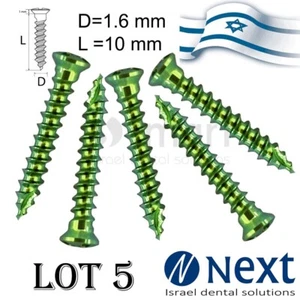 Lot x5 Screw titanium pin membrane Fixation Bone GBR Ø1.6 L10 tac - Picture 1 of 3