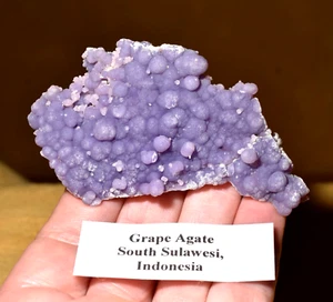 WOW! Racimo de cristal burbuja calcedonia ágata botrioidal de uva púrpura, Indonesia - Imagen 1 de 7