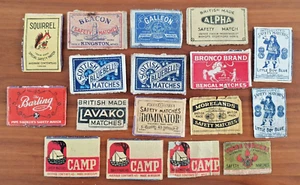 VINTAGE MATCHBOX LABELS x17 SQUIRREL BEACON LAVAKO CAMP THREE TORCHES ETC O028 - Picture 1 of 4