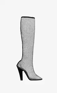 68 Boots Mesh With Rhinestones in Black/Silver BNWB 41 - Picture 1 of 6