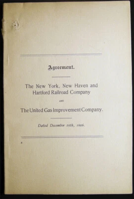 1906 AGREEMENT NEW HAVEN & HARTFORD RAILROAD UNITED GAS IMPROVEMENT CO PAWTUCKET - Image 1 of 4