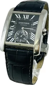 Sconto Orologio Uomo Cartier Tank MC W5330004 3589 Quadrante Nero Ottimo A2243 - Foto 1 di 13