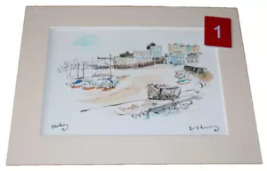 David Kearney watercolour/pen Tenby (5x7"/7"x9mount) - Picture 1 of 5