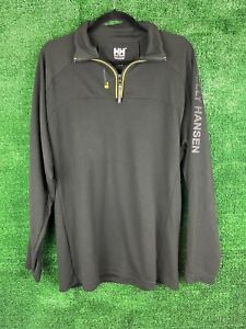 Helly Hansen Sweatshirt Mens XL Black Green 1/4 Quarter Zip Pullover Long Sleeve
