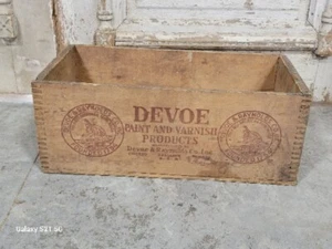 Antike Devoe Farbe & Lack Holzkiste Box indianischer Grafikchef - Bild 1 von 14