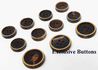 Genuine Horn Buttons Set - Dark Brown Burned Edge - Image 1 of 2