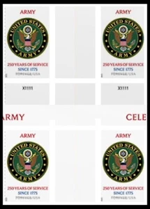 US 6003a Army 250 Years imperf NDC cross gutter block 4 MNH 2025 - Picture 1 of 1