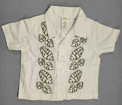 Ropa Bebé Niño Nueva Gymboree 3-6 Meses 2012 Camisa Hoja Lino Blanco Foto 1 de 2