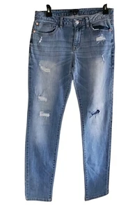 I Heart Ronson Distressed Jeans Women's Size 4 Ankle Straight Leg Stretch - Picture 1 of 9