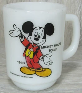 Mickey Mouse Today 80s Milk Glass Coffee Cup Mug Pepsi 1980 Anchor Hocking - Picture 1 of 8