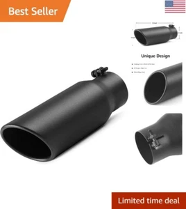 Black Coated 3" Inlet 4" Outlet 12" Long Stainless Steel Exhaust Tip for Trucks - Bild 1 von 8