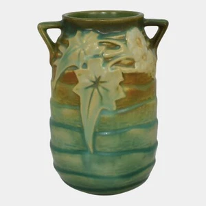 Roseville Luffa Green 1934 Vintage Arts And Crafts Pottery Ceramic Vase 684-6 - Picture 1 of 6