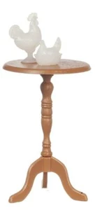 Dolls House Chrysnbon Brown Candlestick Table White Figurine Ornaments - Picture 1 of 1