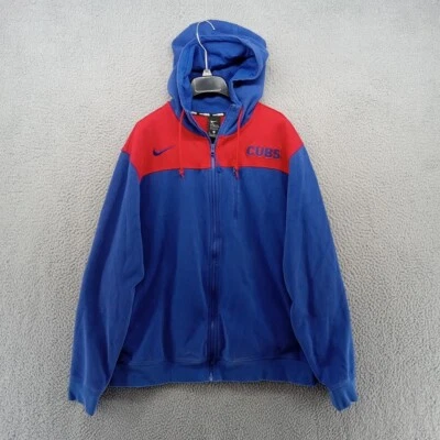 Chicago Cubs Jacket Mens XL Blue Red Full Zip Hoodie Nike BSBL Genuine MLB - Image 1 of 4