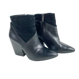 Vince Camuto schwarz Leder Wildleder Blockabsatz Raylan Stiefeletten Stiefel Größe 8,5 - Bild 1 von 7