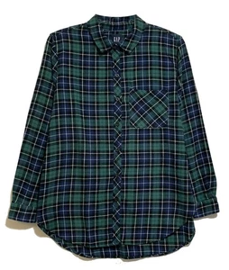 Gap, Blue Green Plaid Long Sleeve Button-Up Flannel Shirt, size L - Picture 1 of 4