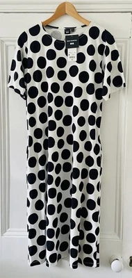 Marimekko X Uniqlo Women’s Black & White Polka Dot T-Shirt Dress M UK 12 EU 40 - Image 1 of 4