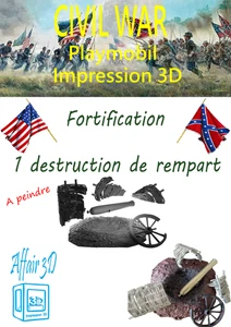 Custom Playmobil ACW in 3D - 1 zerstörte Festung - Mauer - gefürchtet - Bild 1 von 10