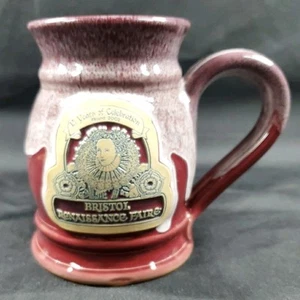 Bristol Renaissance Fair 15 Yr. Mug Beer Stein Queen Elizabeth Glazed Speckled * - Picture 1 of 8