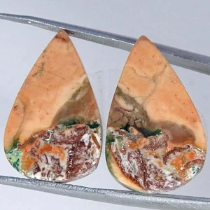 22.50Cts 100% Natural Indonesia Picasso Jasper Pair Pear Cabochon 15X23X4MM - Picture 1 of 4