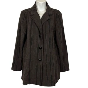 Cheryl Nash Damen Braun Schokolade Button Down Long Line Anzug Jacke Blazer L - Bild 1 von 16