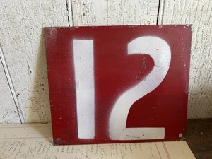 Vintage Red Metal Number Sign 12 Rustic Decor 7”x6” - Picture 1 of 3