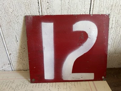 Vintage Red Metal Number Sign 12 Rustic Decor  7”x6” - Image 1 of 3