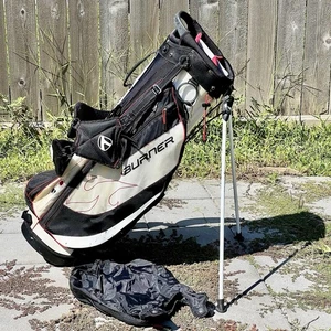 Golf Stand Bag TAYLORMADE BURNER 5 Way Black Red White Shoulder Strap Rain Cover - Picture 1 of 11