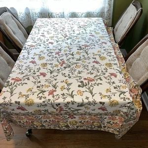 BOSTON COLOR COLLECTION Pastel Floral Table Cloth 100% Cotton 64” X 84” - Picture 1 of 7