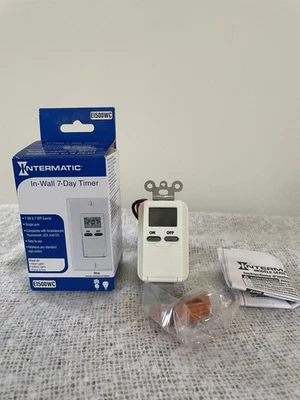 Interruptor temporizador digital Intermatic EI500WC en pared 7 días 120 V monopolo NUEVO blanco Foto 1 de 4