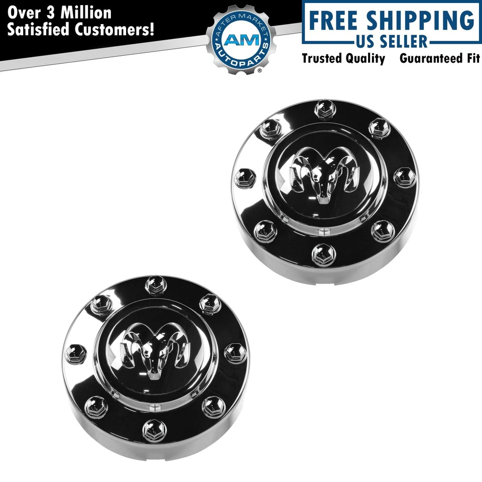 OEM Wheel Center Hub Cap Pair Set of 2 LH & RH Front Chrome for Ram 3500 DRW - Image 1 of 4